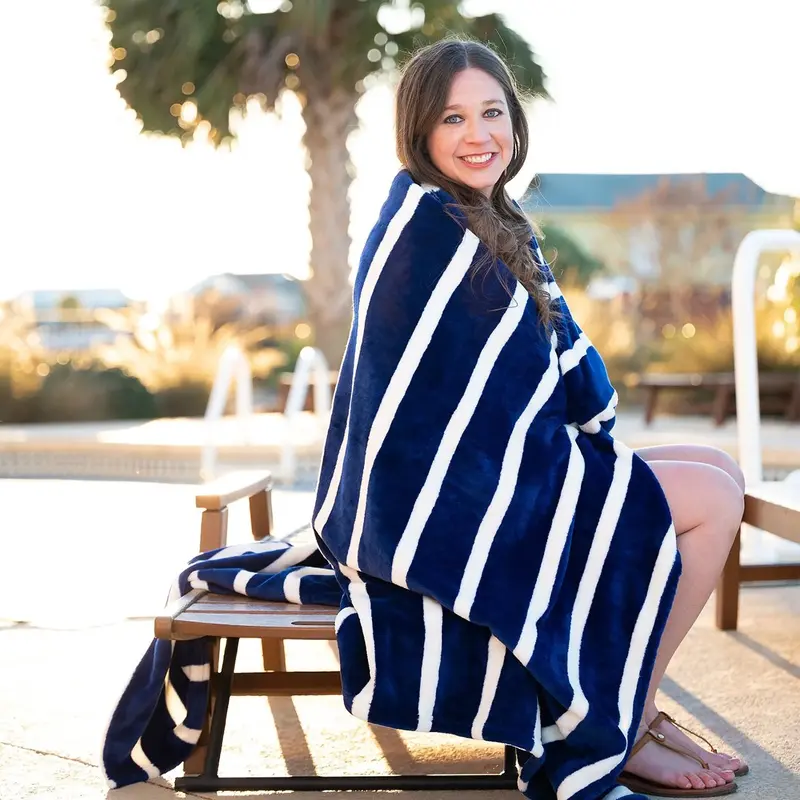 VIV&LOU Navy Stripe Blanket