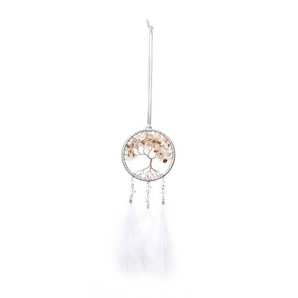 Woven Web/Net with Feather Pendant Decorations