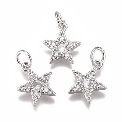 Brass Micro Pave Cubic Zirconia Charms