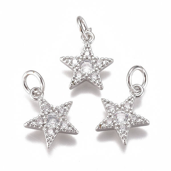 Brass Micro Pave Cubic Zirconia Charms