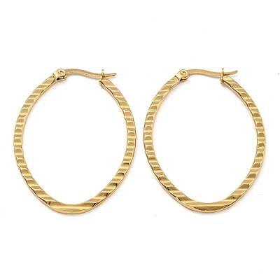202 Stainless Steel Oval Hoop Earrings