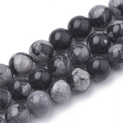 Synthetic Snowflake Obsidian Beads Strands