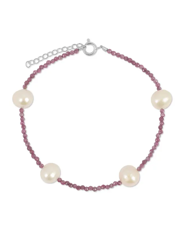 Toni Bracelet | Metal Color: Silver | Gemstone: Ruby | Length: Adjustable 6 - 7 inches