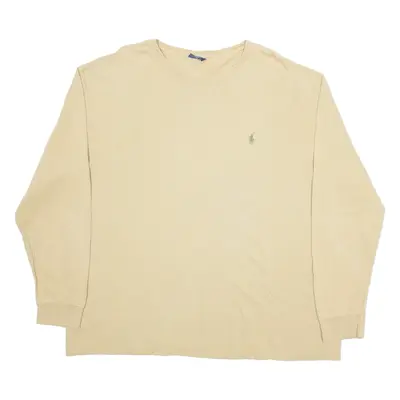 POLO RALPH LAUREN Mens T-Shirt Brown Long Sleeve 90s XL