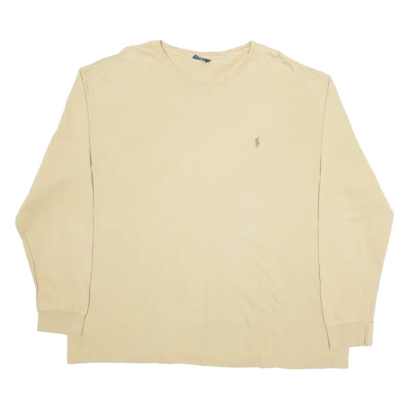 POLO RALPH LAUREN Mens T-Shirt Brown Long Sleeve 90s XL
