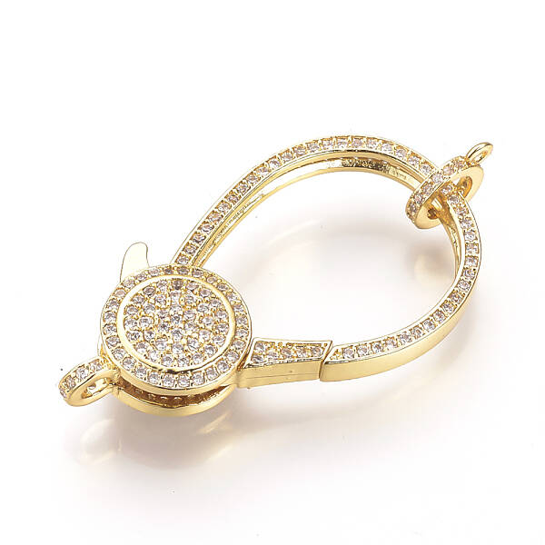 Brass Micro Pave Cubic Zirconia Lobster Claw Clasps
