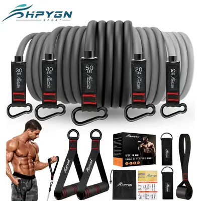 HPYGN Sport 150LBS Heavy Resistance Bands with Handles Set for Heavy Resistance Training Fitness Bands with Door Anchor & Ank...