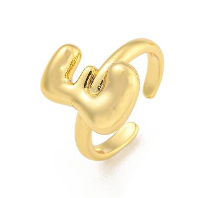 Brass Letter Open Cuff Rings for Women