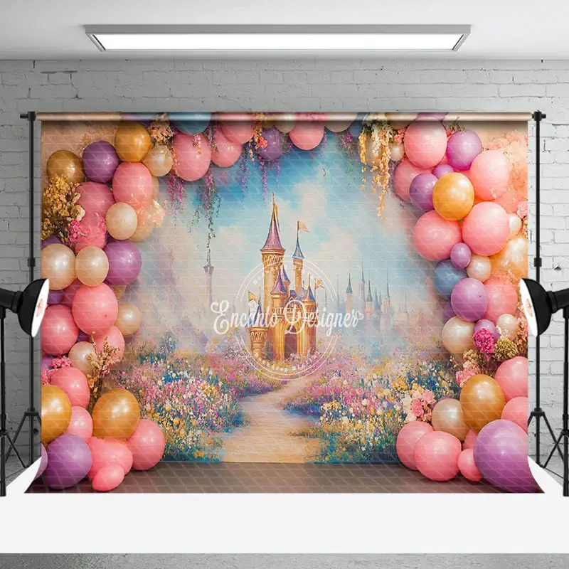 Aperturee Colorful Arch Balloon Castle Cake Smash Backdrop | Photography Photo Background | Best Photography Backdrop | Photo...