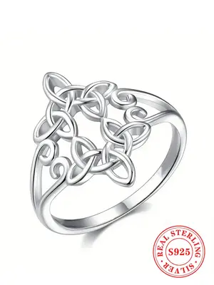 925 Sterling Silver Classic Knot Design Ring, Fashion Jewelry for Party, Daily Clothing Decor, Trendy All-match & Exquisite J...