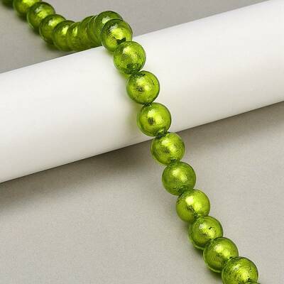 Handmade Silver Foil Glass Beads Strands