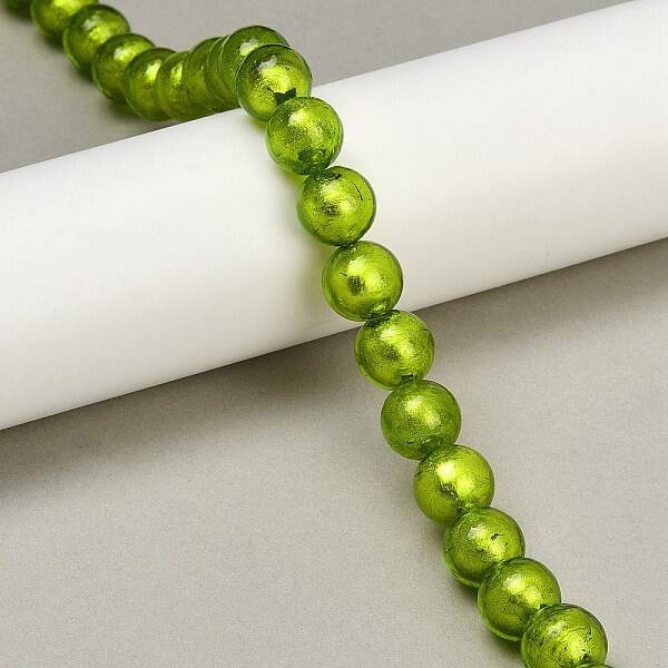 Handmade Silver Foil Glass Beads Strands