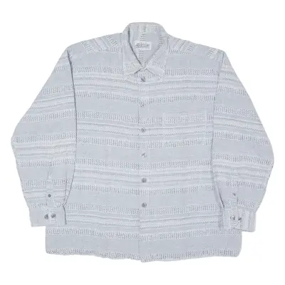 THE LOST CITY Mens Shirt Grey Striped Long Sleeve XL