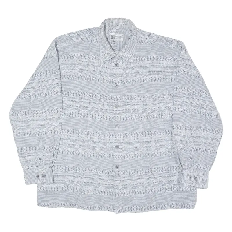THE LOST CITY Mens Shirt Grey Striped Long Sleeve XL