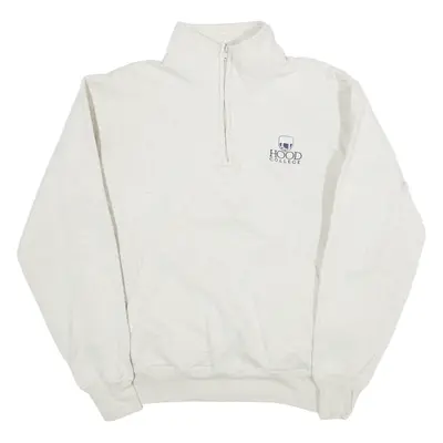 CHAMPION Hood College Mens Sweatshirt Grey 1/4 Zip 80s USA M