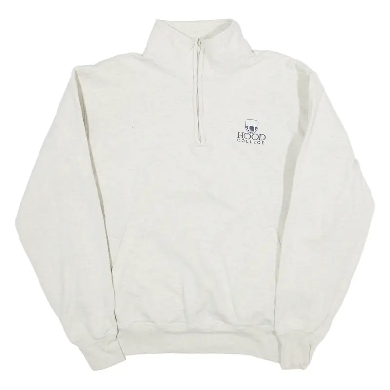 CHAMPION Hood College Mens Sweatshirt Grey 1/4 Zip 80s USA M
