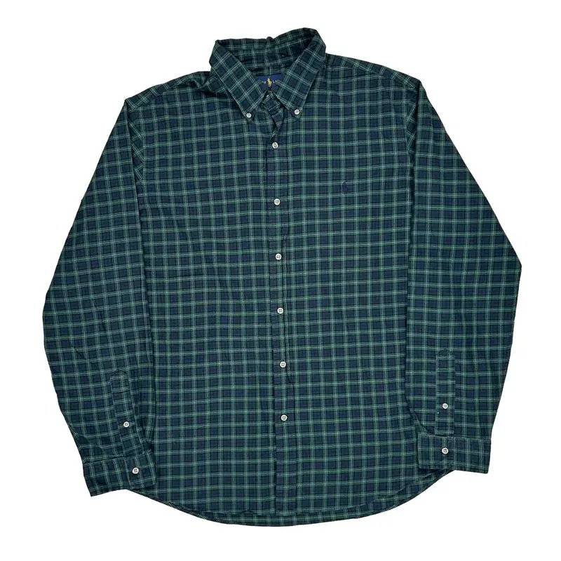 Ralph Lauren Checked Flannel Shirt - XL Green Cotton