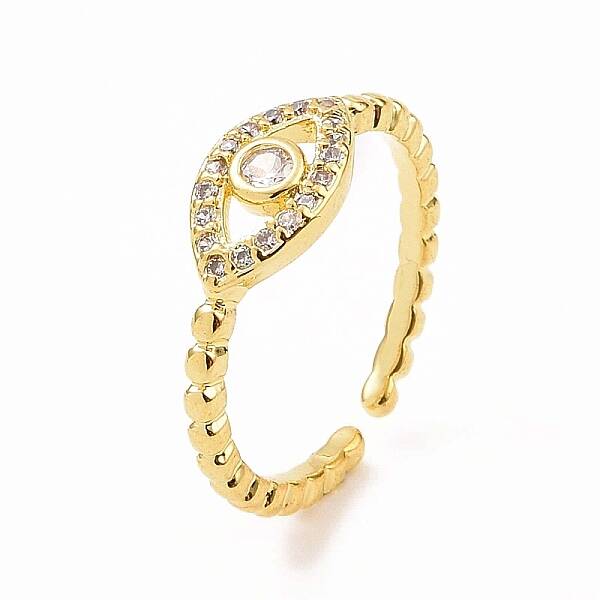 Clear Cubic Zirconia Evil Eye Open Cuff Ring
