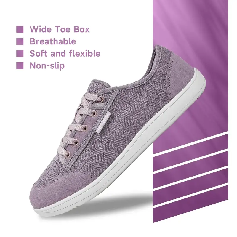 HOBIBEAR Barefoot Shoes for Women Men Zero Drop Sole Wide Toe Box Walking Sneakers Footwear Training Purple Breathable Soft F...