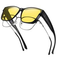 Night Vision Glasses, Night Driving Fit Over Glasses Polarized Anti-Glare for Men & Women Yellow Lens