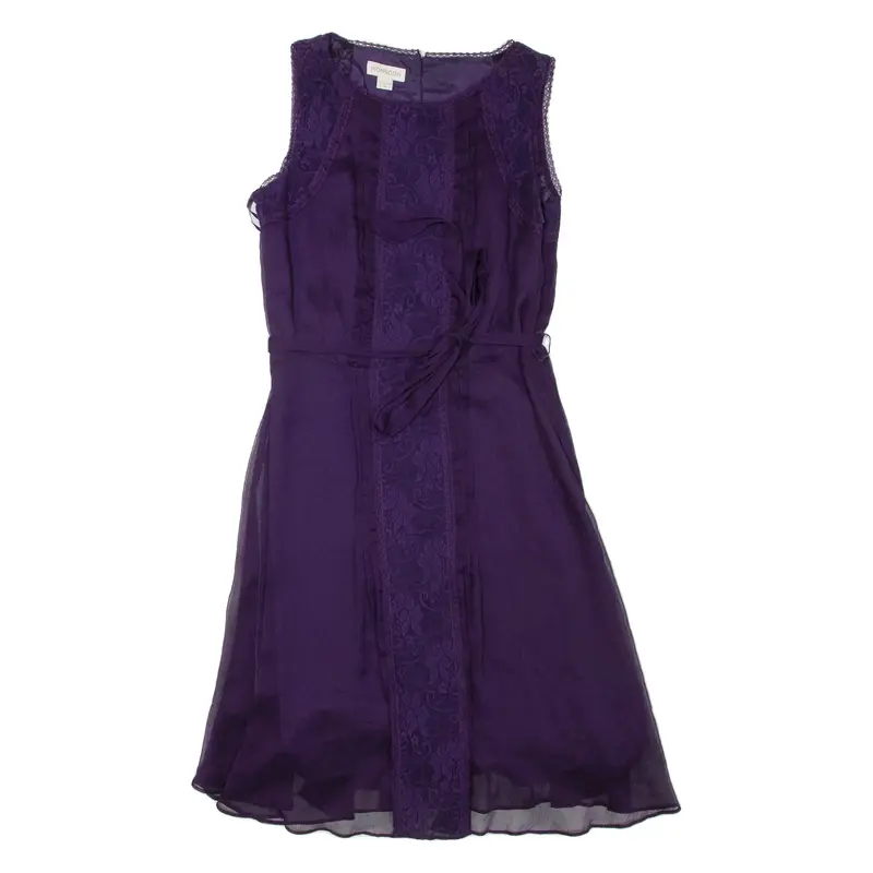 MONSOON Belted Womens Day Dress Purple Sleeveless Knee Length UK 8