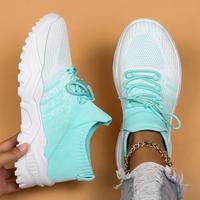 2024 Summer Lace-up Low Top Slip on Women Sneakers, Comfortable Ankle Socks Shoes, Knit Sports Running Shoes, Gift for Wife, ...
