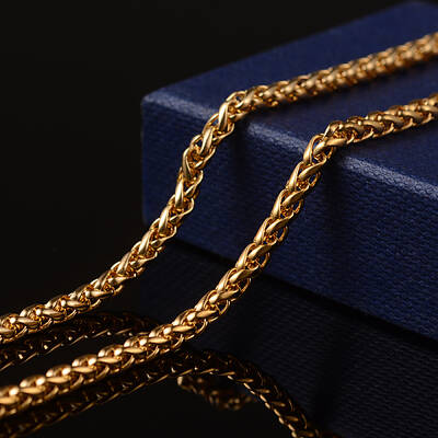 3.28 Feet Ion Plating(IP) 304 Stainless Steel Wheat Chains