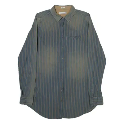 REPLAY Womens Shirt Grey Striped Long Sleeve M