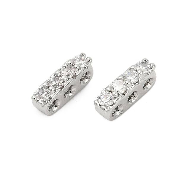 Brass Micro Pave Clear Cubic Zirconia Spacer Bars