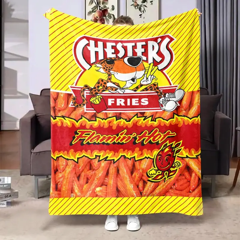 Potato Chips Pattern Blanket, 1 Count Casual Soft Comfortable Warm Throw, Air-conditioned Room Blanket, Warm Nap Blanket for ...