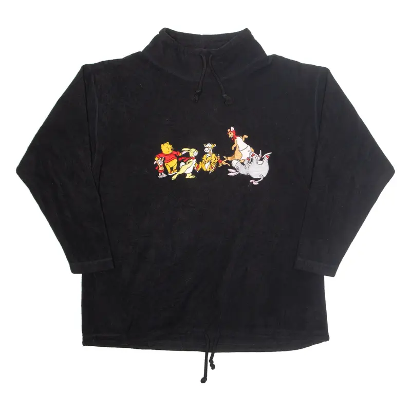 WALT DISNEY Winnie The Pooh & Co Fleece Mens Sweatshirt Black High Neck S