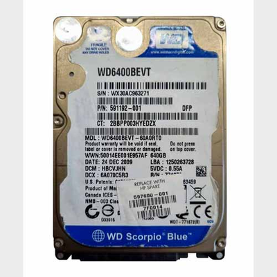 591192-001 HP 640GB 5400RPM SATA 3Gb/s 8MB Cache 2.5-Inch Hard Drive