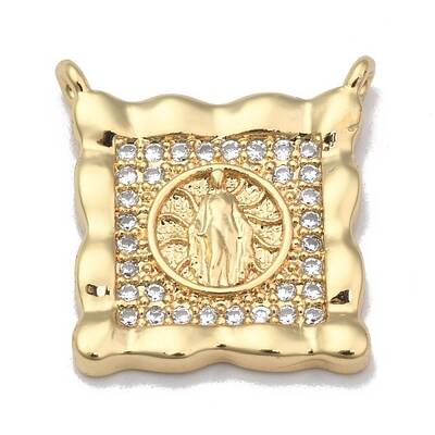 Brass Micro Pave Clear Cubic Zirconia Pendant Link