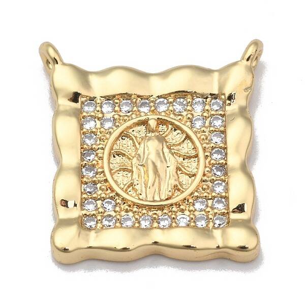 Brass Micro Pave Clear Cubic Zirconia Pendant Link