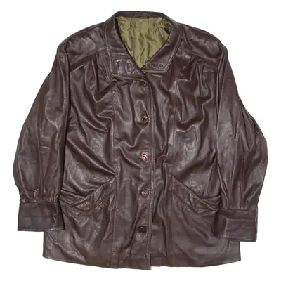 ULTSCH Womens Trench Jacket Maroon Leather 90s UK 16