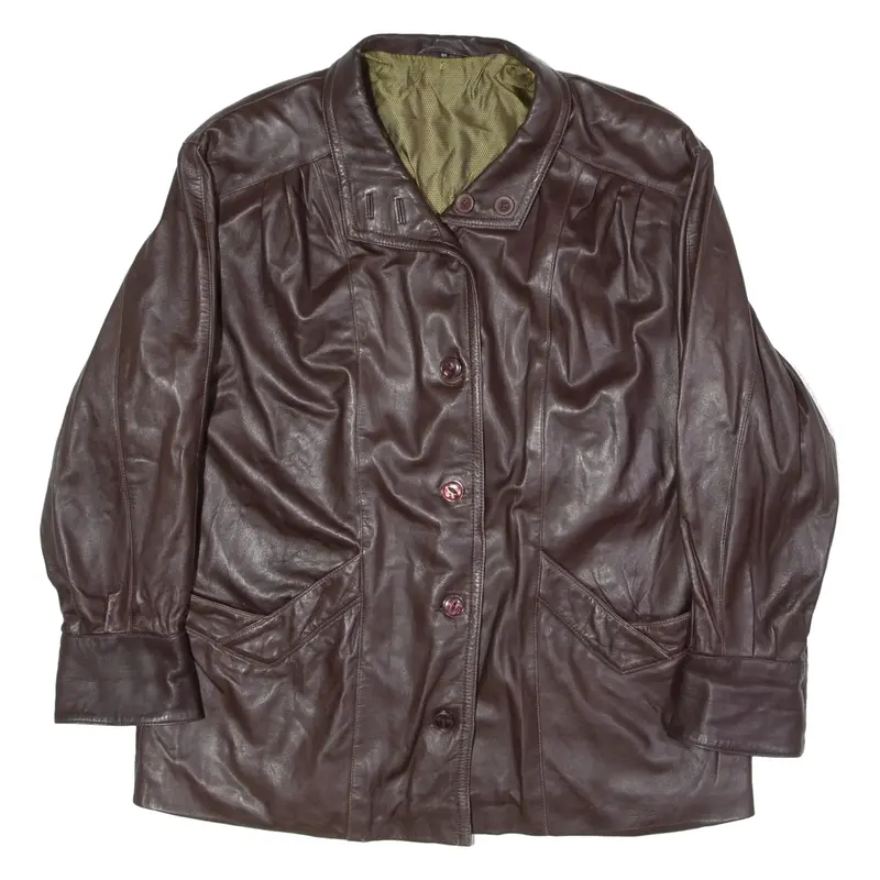 ULTSCH Womens Trench Jacket Maroon Leather 90s UK 16