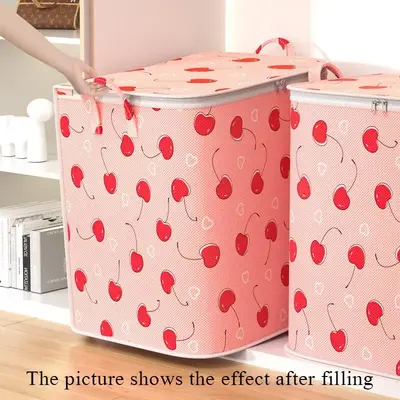 Cherry Pattern Dustproof Bedding Storage Bag, 1 Count Portable Large Capacity Non-woven Fabric Clothes Storage Bag, Household...