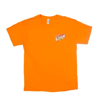GILDAN 2022 Lima Half Mile Biker USA T-Shirt Orange Short Sleeve Mens L