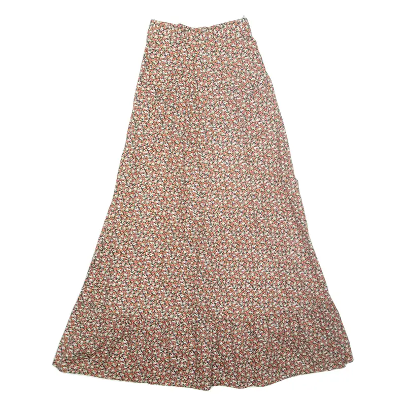Womens Flare Skirt Red Long Floral S