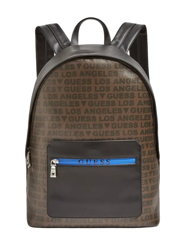 Guess, Dan, Synthetic Leather, Fabric Backpack, Black/Brown, Men