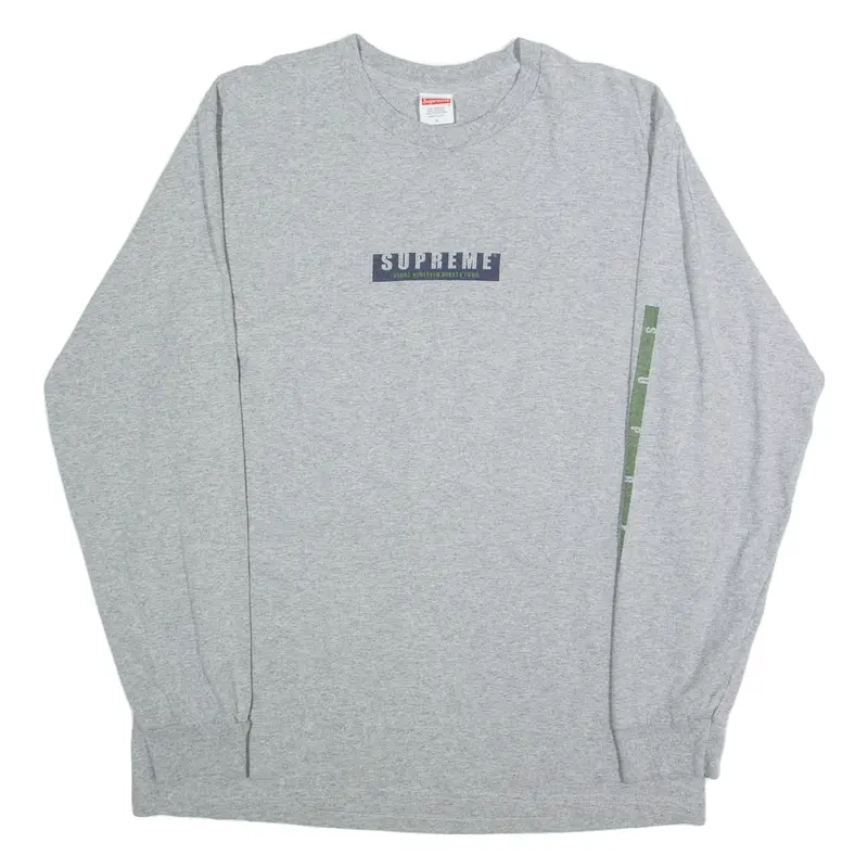SUPREME Mens T-Shirt Grey Long Sleeve L
