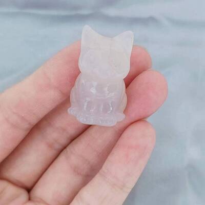 Natural Quartz Crystal Carved Healing Cat Figurines