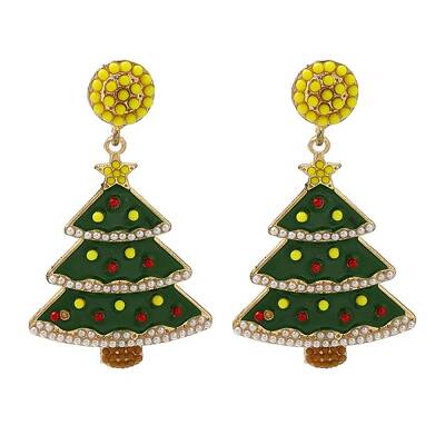 Christmas Alloy Plastic Bead Stud Earrings for Women