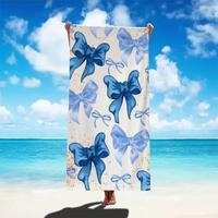 Bow Pattern Beach Towel, Soft Water Absorbent Towel, Travel Swimming Towel, Surfing Towel, Yoga Towel, Camping Towel, Beach A...
