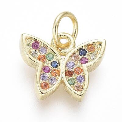 Brass Micro Pave Cubic Zirconia Charms