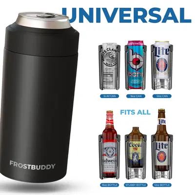 Universal Buddy | Fits 12oz Cans, Slim Cans, 120z Bottles, 16oz Cans | Coffee Cup | Double Wall Insulated Drinkware
