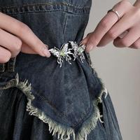 Hollow Out Butterfly Design Waist Closure Button, 1 Pair Unique Metal Decorative Buckle, Sewing Accessories for Jeans Skirt D...