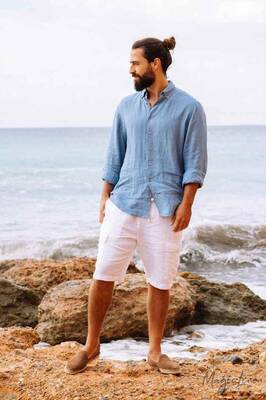Men's linen shirt Nevada - Ocean Blue | Size: S