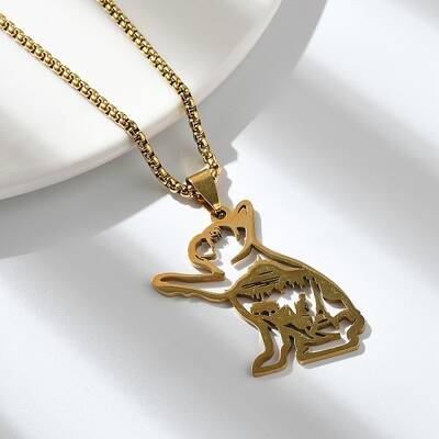 304 Stainless Steel Dog Outline Pendant Necklaces