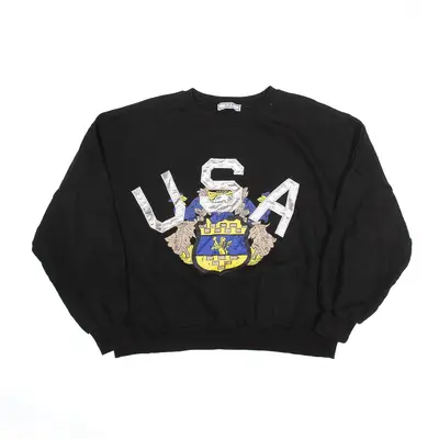 C&K Cropped Sweatshirt Black USA Womens L